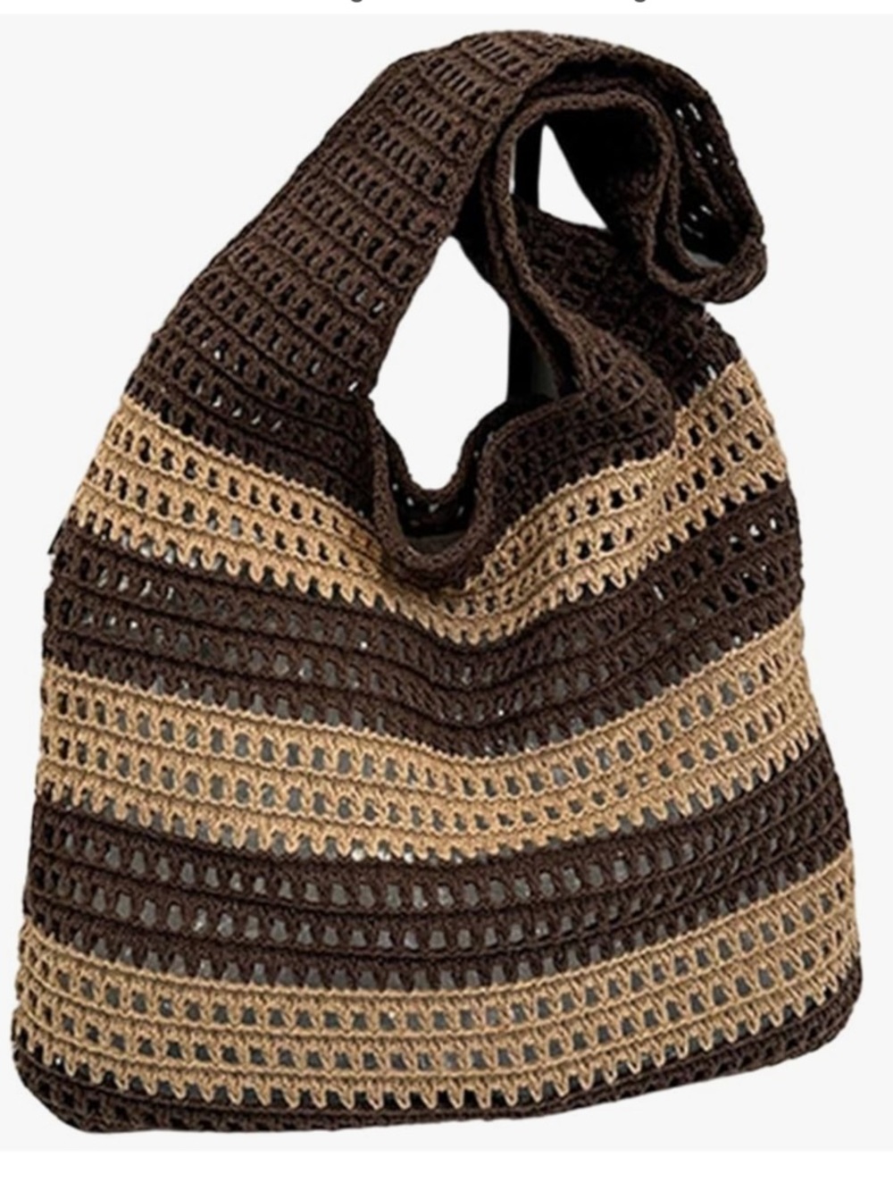 Women's Color Block Striped Crochet Tote Bag